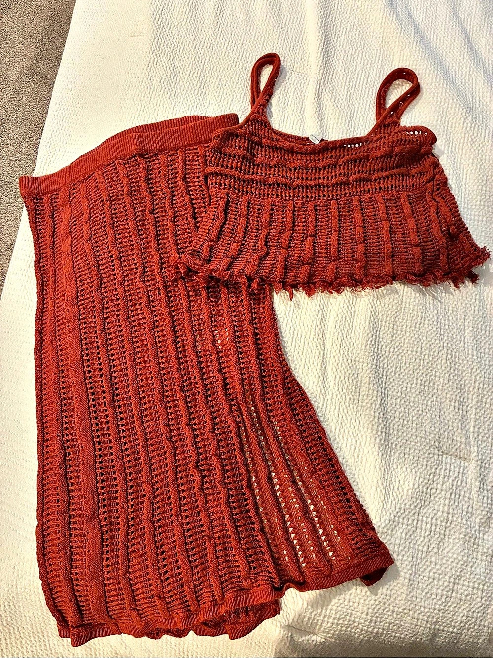 Old Navy Open-Weave Seaside Cotton Fringe Set Red XL